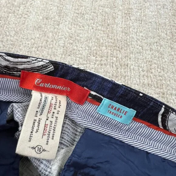 Anthropologie Cartonnier Cropped Cotton Trousers Pants 10 - Picture 2 of 9